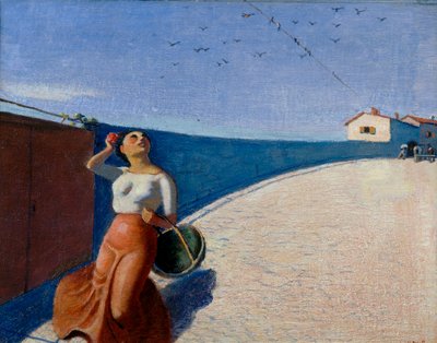 Girl with Basket and Swallows by Vittorio Bolaffio